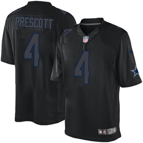 Nike Cowboys #4 Dak Prescott Black Men's Stitched NFL Impact Limited Jersey - Click Image to Close